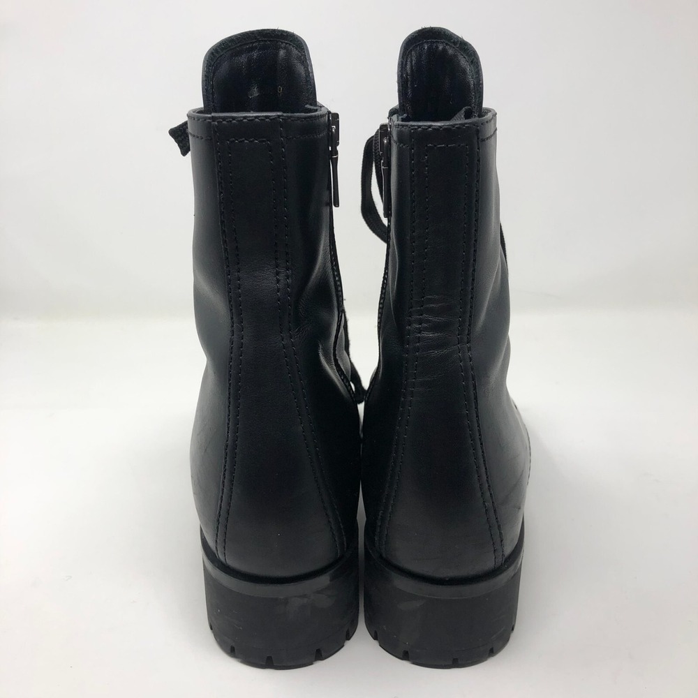 Prada Calzature Donna Soft Calf Combat Boots Womens 38.5 8 Black Leather Y2K - Picture 4 of 16
